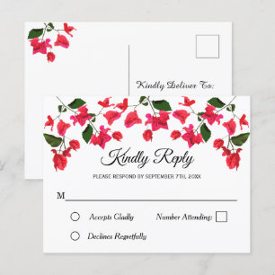 Floral RSVP Invitation Briefkaart met Bougainville