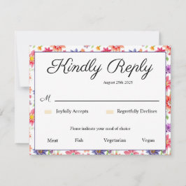  Floral RSVP Kaartje