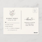 Floral RSVP Wedding Briefkaart (Achterkant)