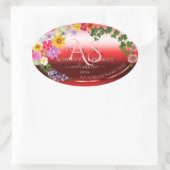 Floral Ruby Red Gradient Product Labels Monogram (Tas)