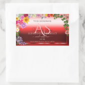 Floral Ruby Red Gradient Product Labels Monogram (Tas)