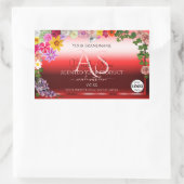 Floral Ruby Red Ombre Product Labels Monogram Logo (Tas)