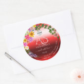 Floral Ruby Red Ombre Product Labels Monogram Logo (Envelop)