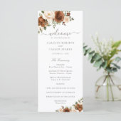 Floral Rust Blush Peach Greenery Wedding Programme Programma (Staand voorkant)