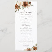 Floral Rust Blush Peach Greenery Wedding Programme Programma (Voorkant)