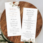 Floral Rust Cream Greenery Fall Wedding Programme Programma