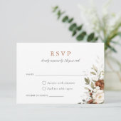 Floral Rust Cream Greenery Fall Wedding RSVP-kaart Kaart (Staand voorkant)