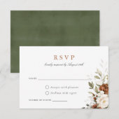 Floral Rust Cream Greenery Fall Wedding RSVP-kaart Kaart (Voorkant / Achterkant)