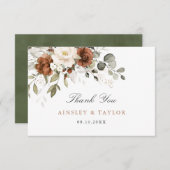 Floral Rust Cream Greenery Wedding Bedankt (Voorkant / Achterkant)