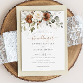 Floral Rust Ivory Cream Greenery Fall Wedding Kaart