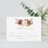 Floral Rust Peach Greenery Wedding Boho RSVP-kaart Kaart (Staand voorkant)