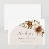 Floral Rust Peach Greenery Wedding Hartelijk dank Bedankkaart (Voorkant / Achterkant)