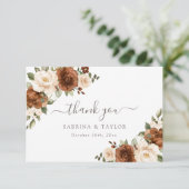 Floral Rust Peach Greenery Wedding Hartelijk dank Bedankkaart (Staand voorkant)