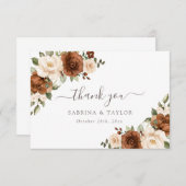 Floral Rust Peach Greenery Wedding Hartelijk dank Bedankkaart (Voorkant / Achterkant)