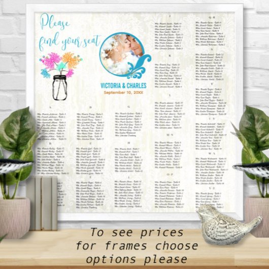 Floral Rustic Boho Mason Jar Seating Chart Poster