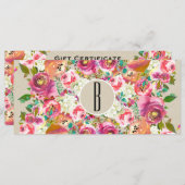 Floral Rustic Kraft Monogram Cadeaubon (Voorkant / Achterkant)
