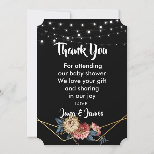 Floral Rustic Magnolia String Lights dank u Kaart (Voorkant)