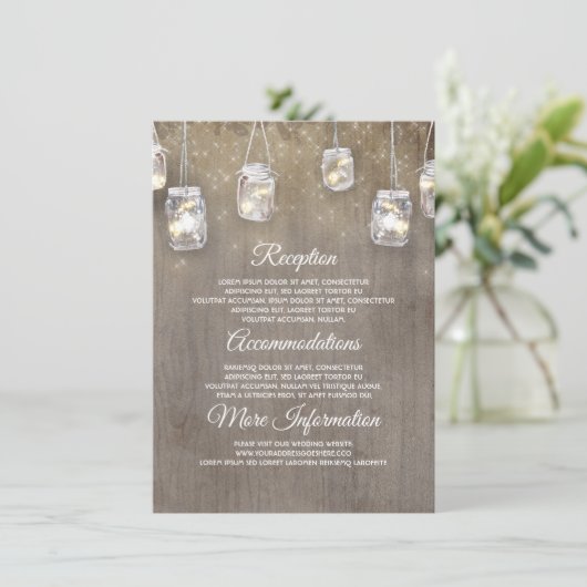 Floral Rustic Mariage Information Carte d'invité (Debout devant)