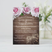 Floral Rustic Mason Jar Lights Wedding Kaart (Staand voorkant)
