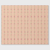 Floral Rustic Pink Shabby Retro Stripe Cadeaupapier (Vlak)