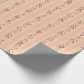 Floral Rustic Pink Shabby Retro Stripe Cadeaupapier (Hoek)