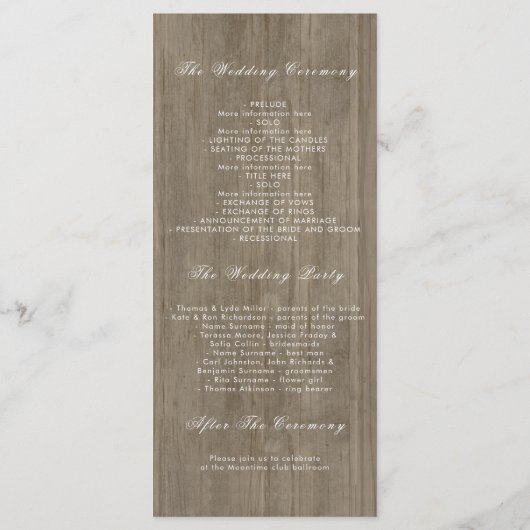 Floral Rustic Plum et Bourgogne Programmes de mari (Dos)