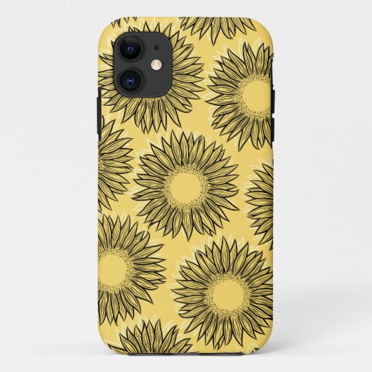 Floral Rustic Sunflower Hand Drawn Case-Mate iPhone Case (Achterkant)