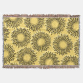Floral Rustic Sunflower Hand Drawn Deken (Voorkant)