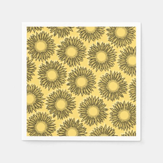 Floral Rustic Sunflower Hand Drawn Servet (Voorkant)