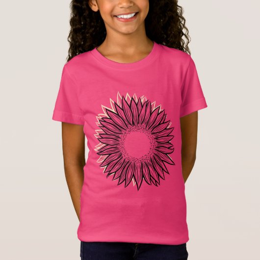 Floral Rustic Sunflower Hand Drawn T-shirt (Voorkant)