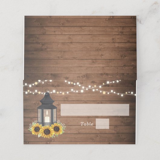 Floral Rustic Sunflower Wood Lantern String Lights (Buitenkant ongevouwen)