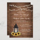 Floral Rustic Sunflower Wood Lantern String Lights Kaart (Voorkant / Achterkant)