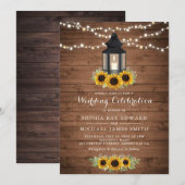 Floral Rustic Sunflower Wood Lantern String Lights Kaart (Voorkant / Achterkant)