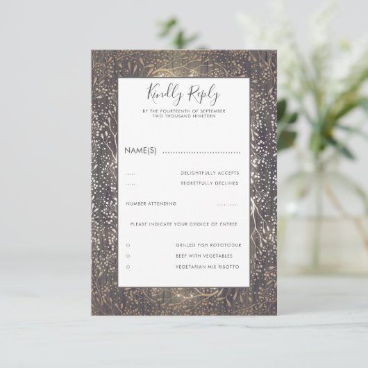 Floral Rustic Vintage Wedding RSVP (Debout devant)