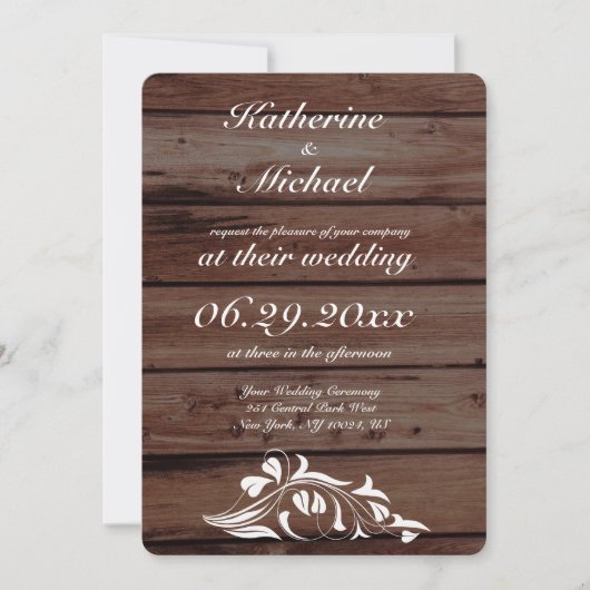 Floral Rustic Wedding Invitations (Devant)