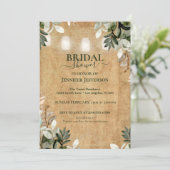 Floral Rustic Wood Bridal Shower Kaart (Staand voorkant)