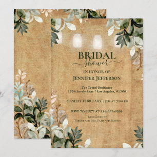 Floral Rustic Wood Bridal Shower Kaart