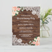 Floral Rustic Wood Lace Housewarming Party Kaart (Staand voorkant)