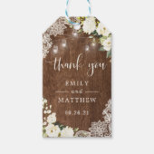 Floral Rustic Wood Lace String Lights Mason Jars Cadeaulabel (Voorkant)