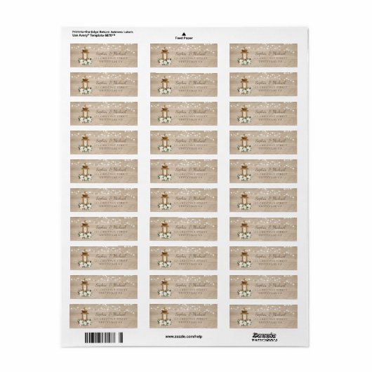 Floral Rustic Wood Lantern Magnolia String Lights Etiket (Full Sheet)