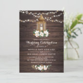 Floral Rustic Wood Lantern Magnolia String Lights Kaart (Staand voorkant)