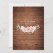 Floral Rustic Wood Rozen String Light Lace Wedding Kaart (Achterkant)