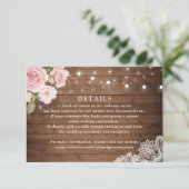 Floral Rustic Wood Rozen String Lights Details Kaart (Staand voorkant)