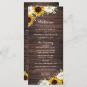 Floral Rustic Wood Sunflower Greenery Barn Wedding Programma (Voorkant / Achterkant)