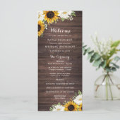 Floral Rustic Wood Sunflower Greenery Barn Wedding Programma (Staand voorkant)