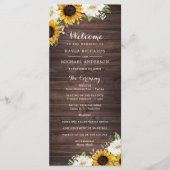 Floral Rustic Wood Sunflower Greenery Barn Wedding Programma (Voorkant)