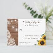 Floral Rustic Wood Sunflower String Lights RSVP Kaart (Staand voorkant)