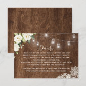 Floral Rustic Wood Wedding Lace Mason Jar Kaart (Voorkant / Achterkant)