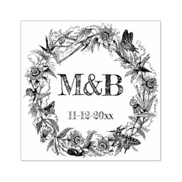  Floral Rustic Wreath Monogram Weddenschap Rubberstempel