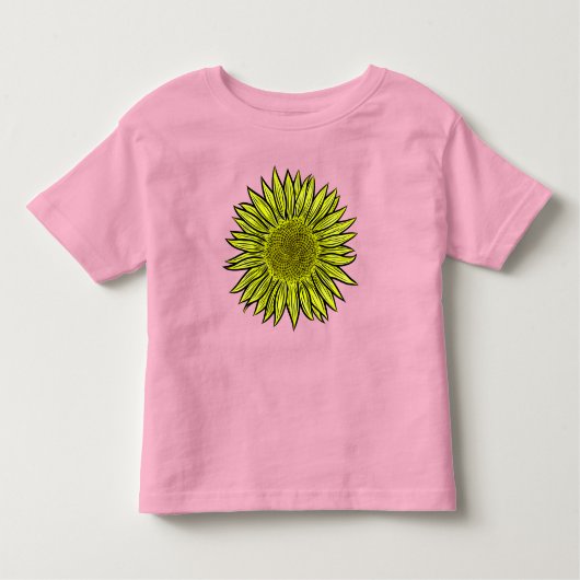 Floral Rustic Yellow Sunflower Hand getekend Kinder Shirts (Voorkant)